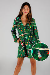 The Christmas Tree Camo | Christmas Tree Print Wrap Dress - Shinesty