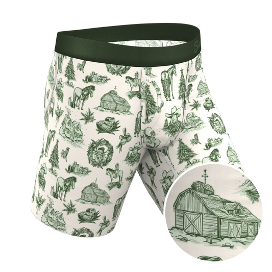 The Xmas In Texas | Western Toile Long Leg Ball Hammock® Pouch Underwear With Fly