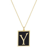 Gold Dipped Enamel Rectangle Monogram Pendant Necklace - Madeline Love - Flyclothing LLC