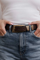 Minimalist Vegan Leather Belt – Sleek & Adjustable Buckle Strap