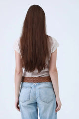 Wide Braided Belt – Gold Oval Buckle Statement Piece