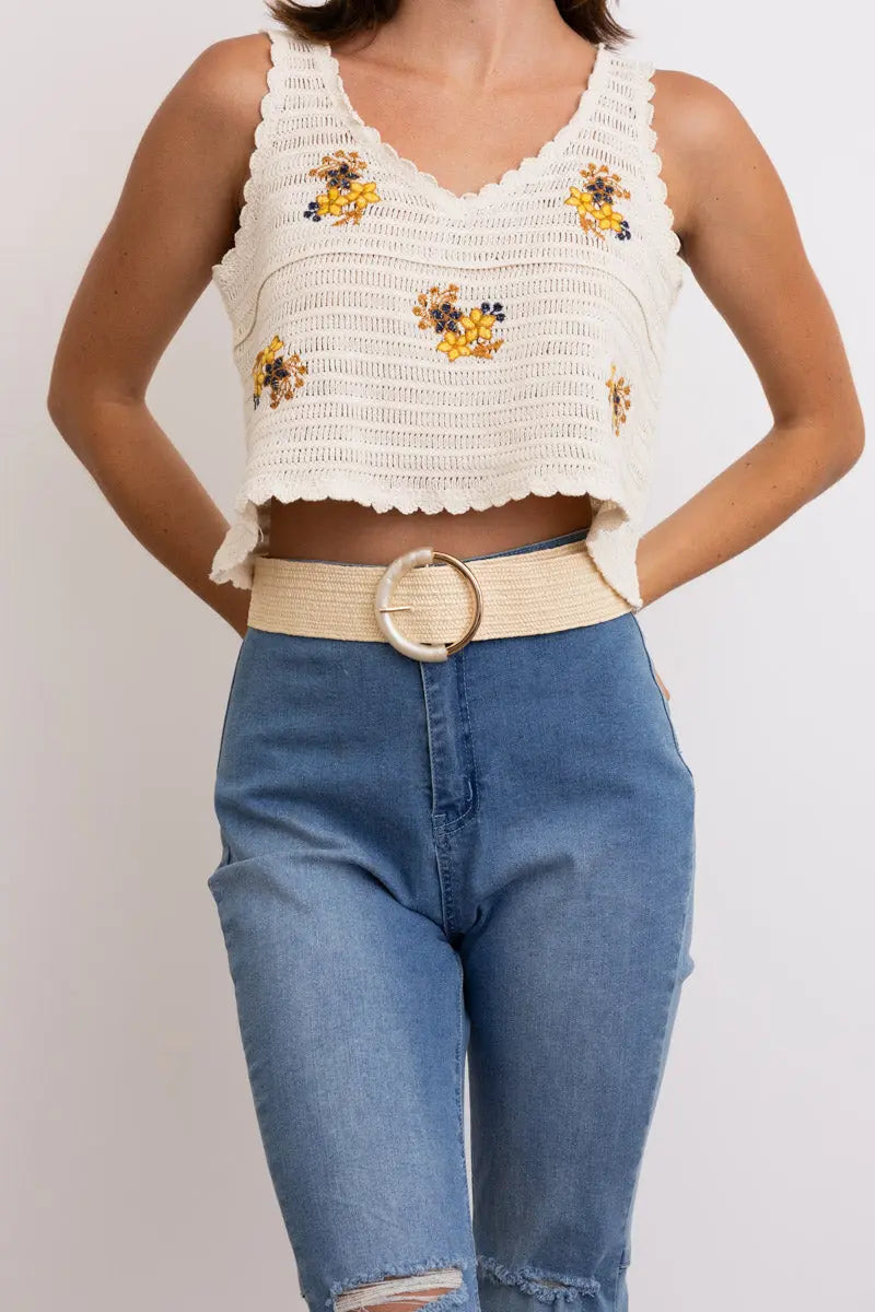 Earthy Chic Nature Loop Raffia Elastic Belt