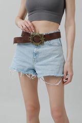 Vintage Western Belt – Geometric Buckle Cowboy Style 🤠⛓️ - Boho Clothing and Accessories - Flyclothing LLC