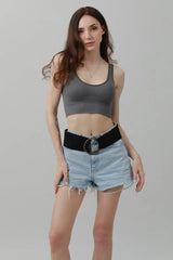 Double-Buckle Suede Corset Belt – Adjustable Wrap Design ⚜️🖤