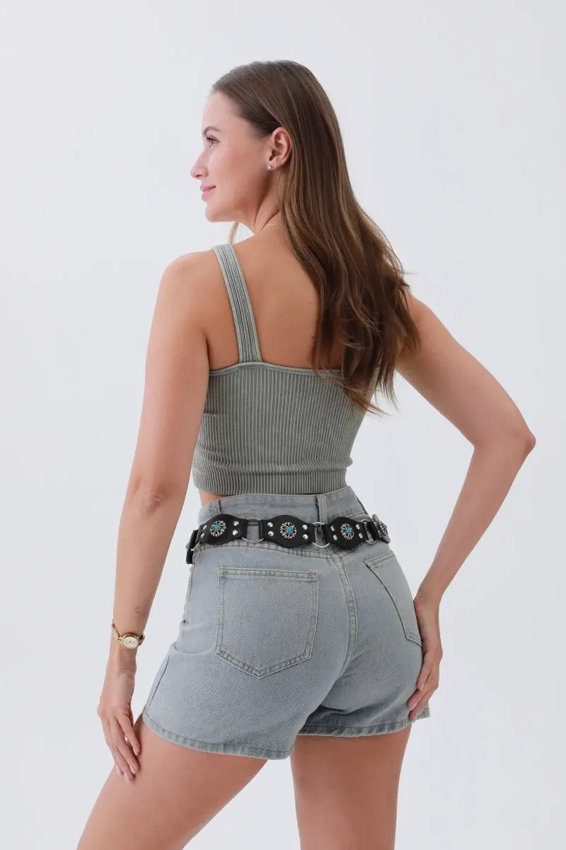 Bohemian Celestial Turquoise Belt – Vintage Style, Celestial Charm ✨🌙 - Boho Clothing and Accessories - Flyclothing LLC
