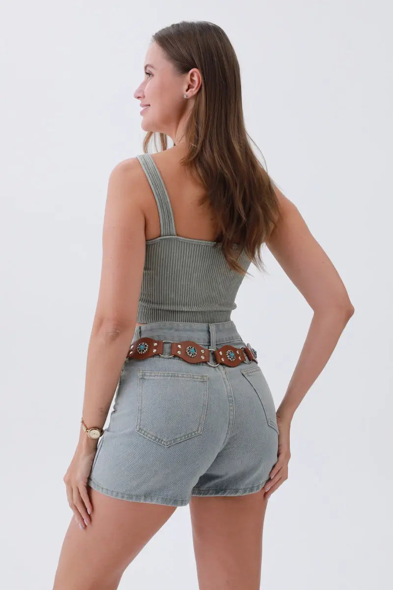 Bohemian Celestial Turquoise Belt – Vintage Style, Celestial Charm ✨🌙 - Boho Clothing and Accessories - Flyclothing LLC