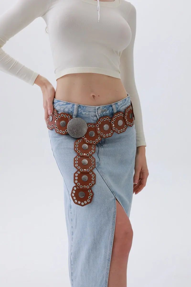 Classic Western Leather Belt – Vintage Cowboy Style ⚜️🤠 - Boho Clothing and Accessories - Flyclothing LLC