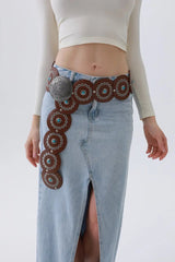 Turquoise Disc Western Belt – Handcrafted Desert Stone Detail💎