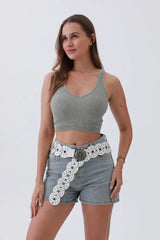 Edgy Hollow-Out Belt – Vintage Patchwork & Punk Studs⛓️✨