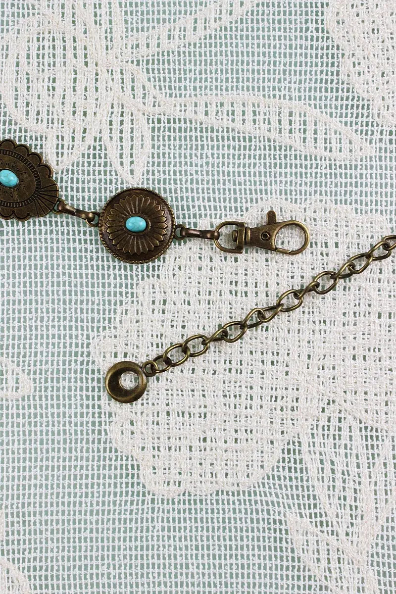 Bohemian Turquoise Waist Chain – Geometric Link Belt💎 - Boho Clothing and Accessories - Flyclothing LLC