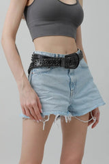 Rhinestone & Rivet Studded Belt – Glam Western Sparkle ✨🤠 - Boho Clothing and Accessories - Flyclothing LLC