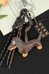 Charming Dachshund Bag Charm – Braided Leather Purse Pendant 🐕💖 - Boho Clothing and Accessories - Flyclothing LLC