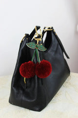 Luxury Rabbit Fur Cherry Charm – Plush Bag Pendant 🍒✨ - Boho Clothing and Accessories - Flyclothing LLC