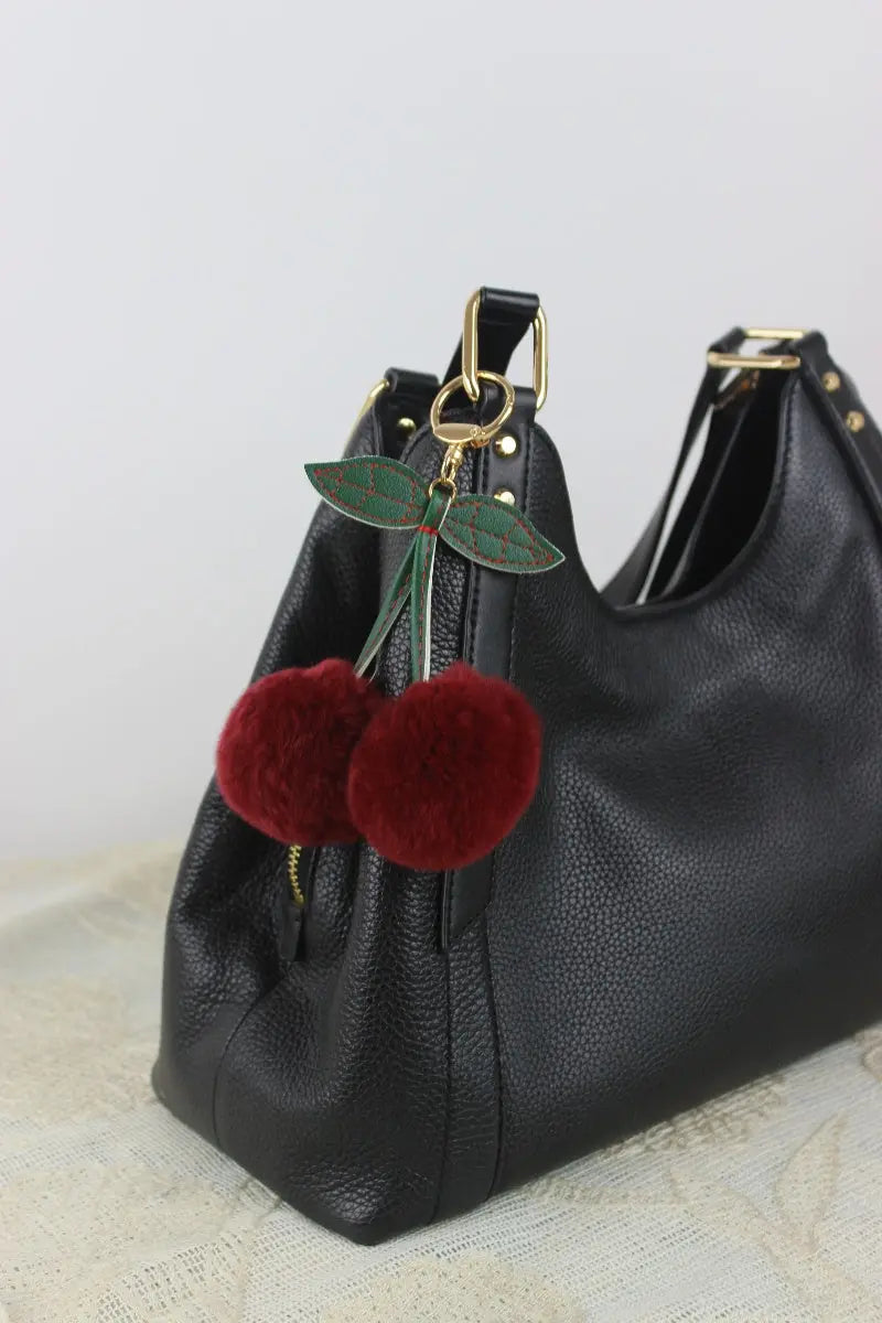 Luxury Rabbit Fur Cherry Charm – Plush Bag Pendant 🍒✨ - Boho Clothing and Accessories - Flyclothing LLC