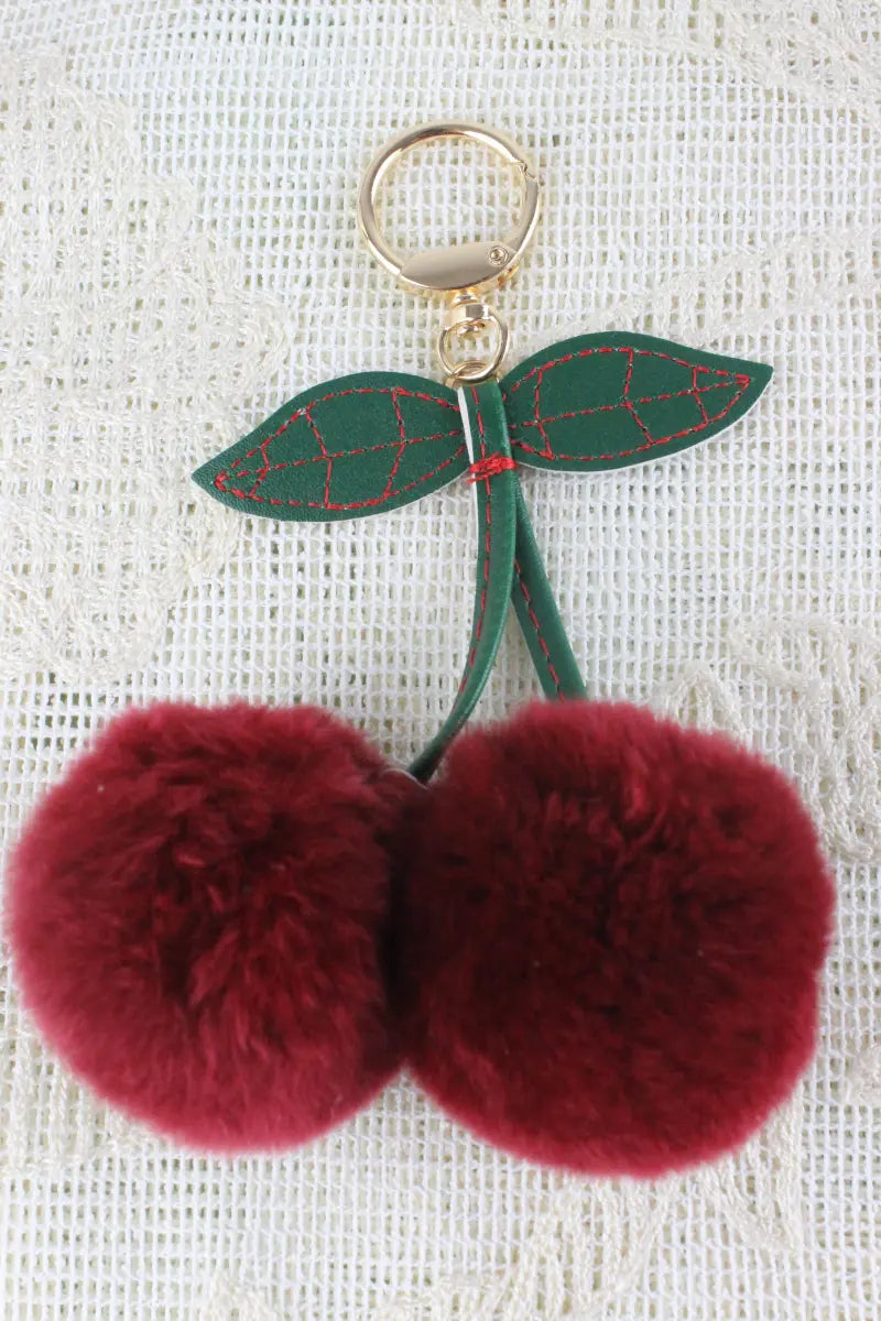 Luxury Rabbit Fur Cherry Charm – Plush Bag Pendant 🍒✨ - Boho Clothing and Accessories - Flyclothing LLC