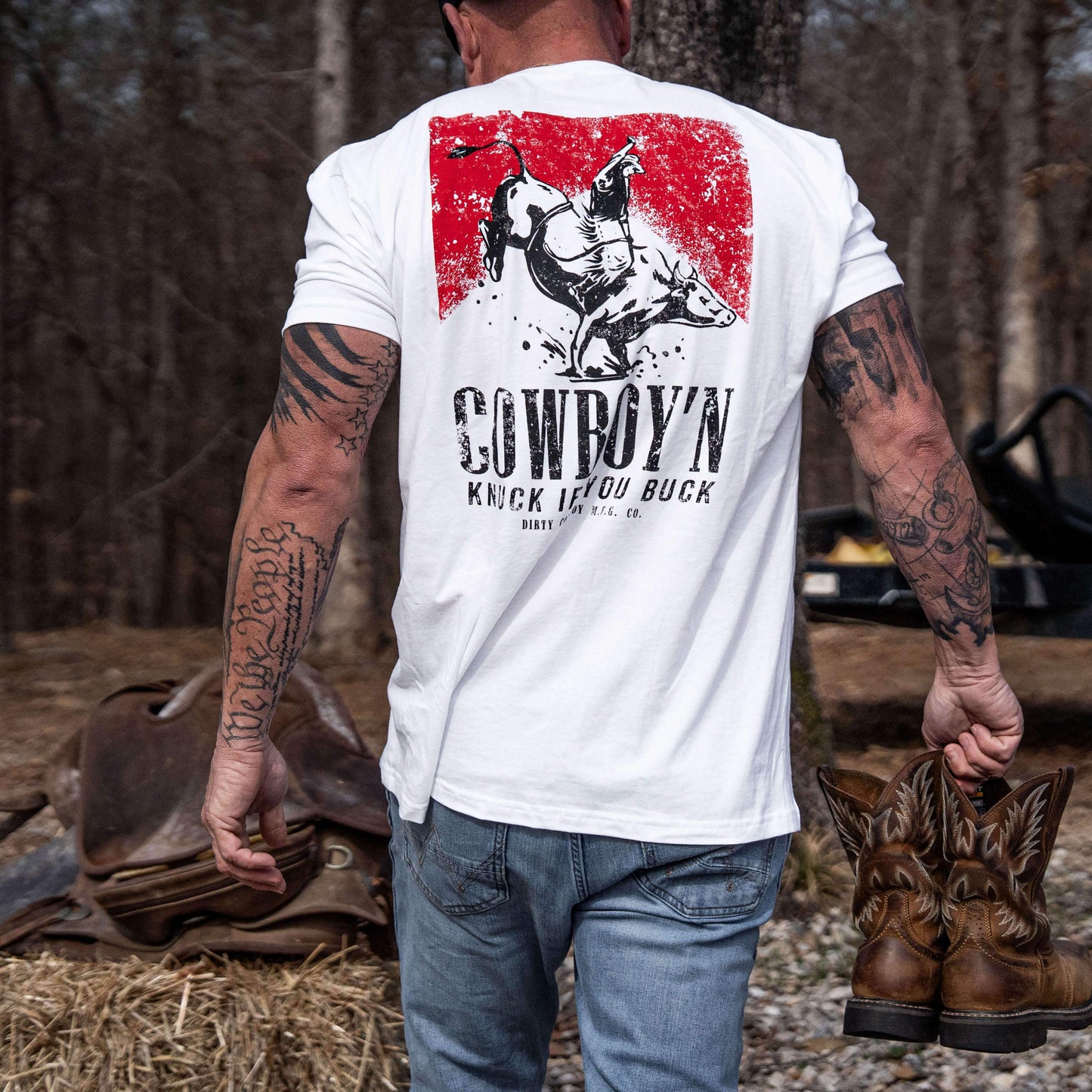 Cowboy'n Knuck If You Buck Rodeo Men's T-Shirt - DIRTY COWBOY USA - Flyclothing LLC