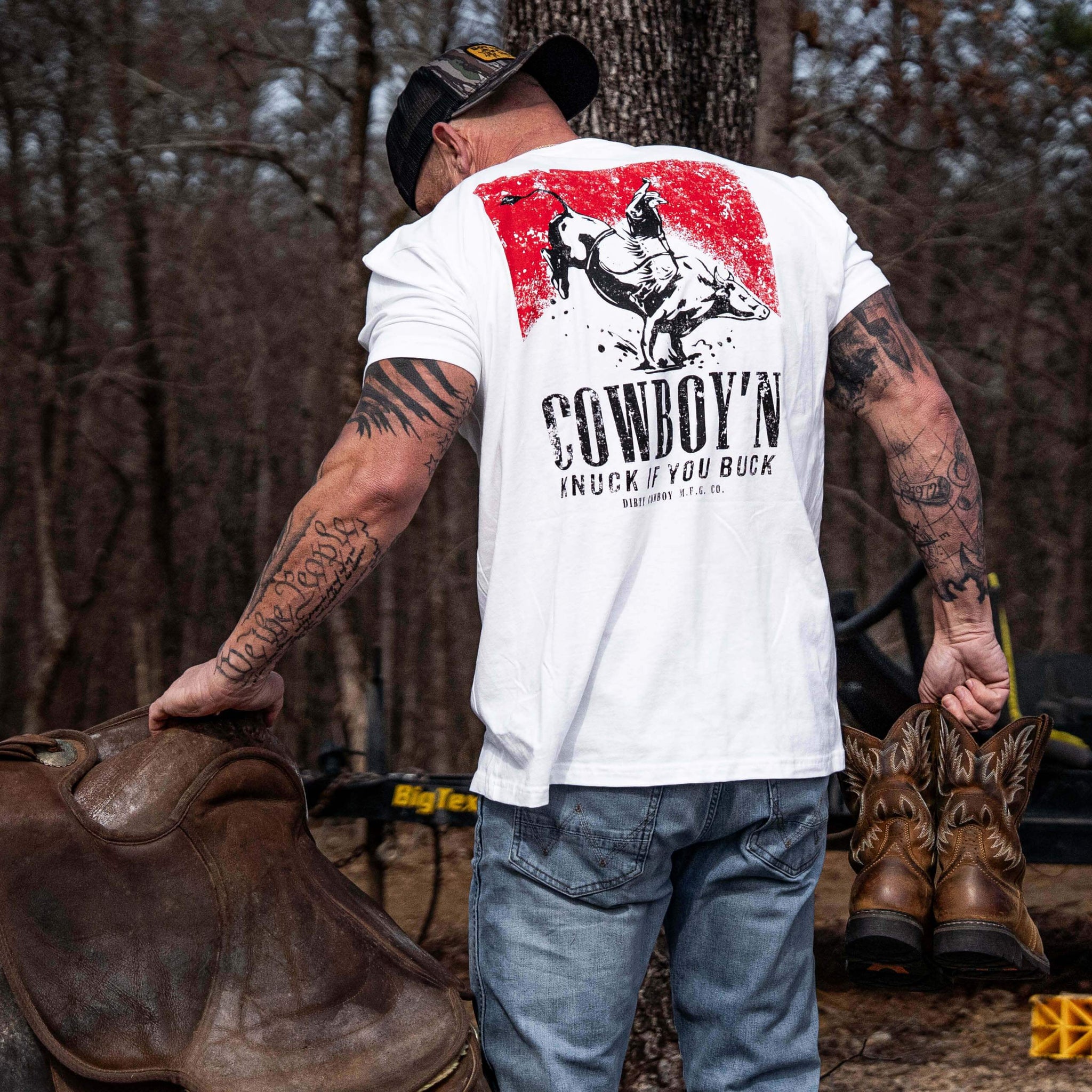 Cowboy'n Knuck If You Buck Rodeo Men's T-Shirt - DIRTY COWBOY USA - Flyclothing LLC