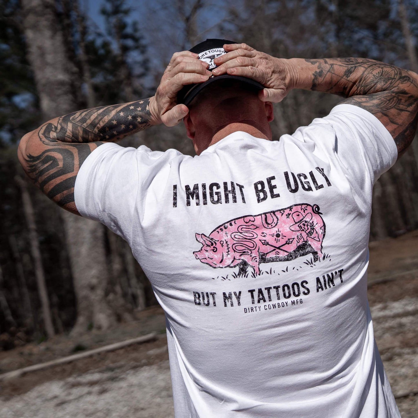 I Might Be Ugly But My Tattoos Ain't Men's T-Shirt - DIRTY COWBOY USA - Flyclothing LLC