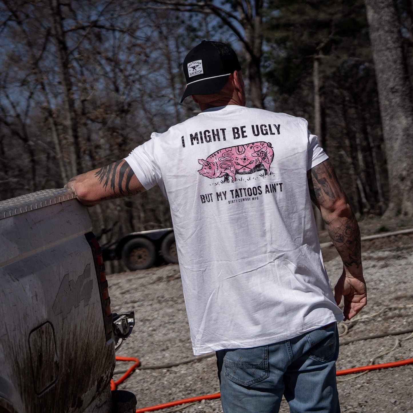 I Might Be Ugly But My Tattoos Ain't Men's T-Shirt - DIRTY COWBOY USA - Flyclothing LLC