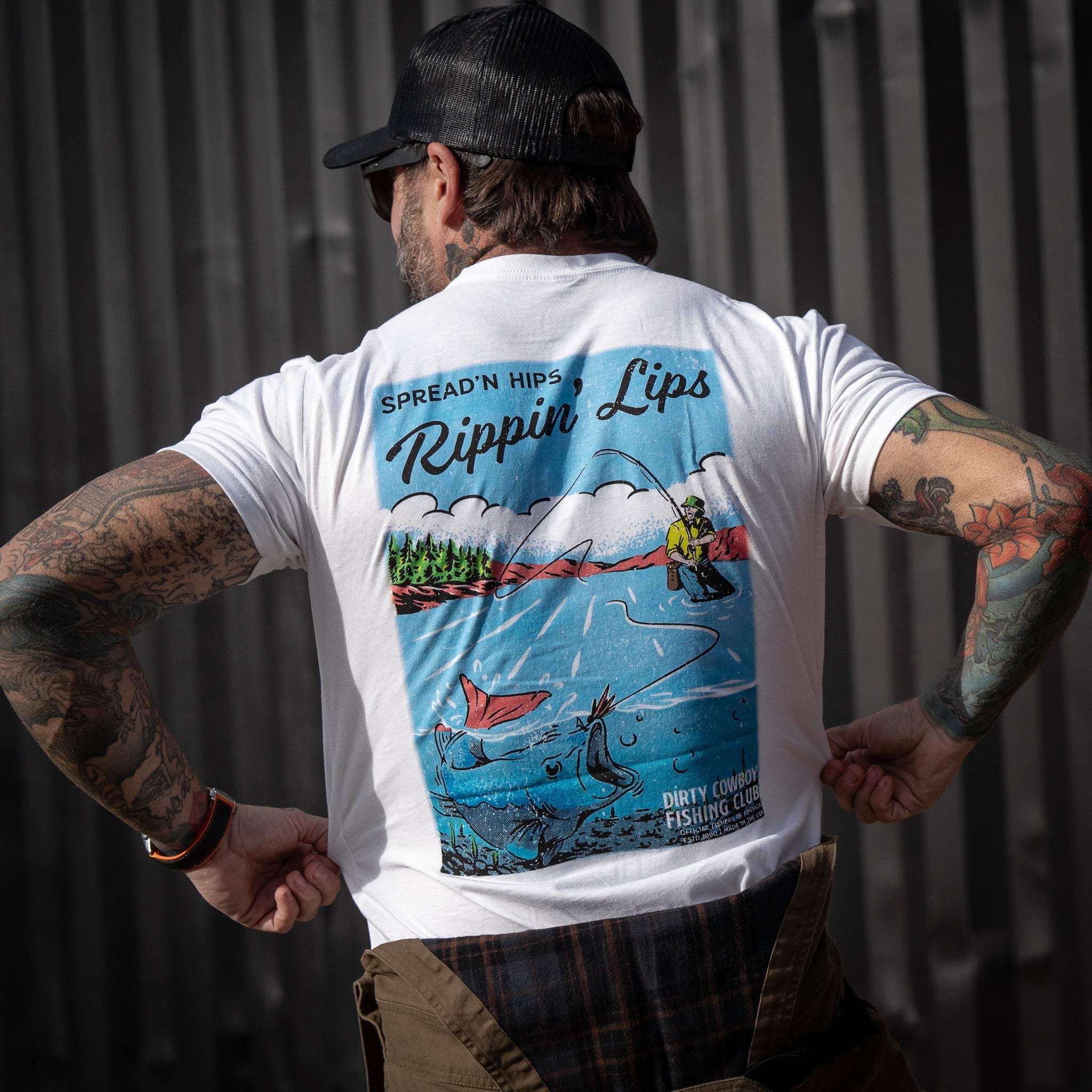 Spreadin' Hips & Rippin' Lips Fishing Club Men's T-Shirt - DIRTY COWBOY USA - Flyclothing LLC