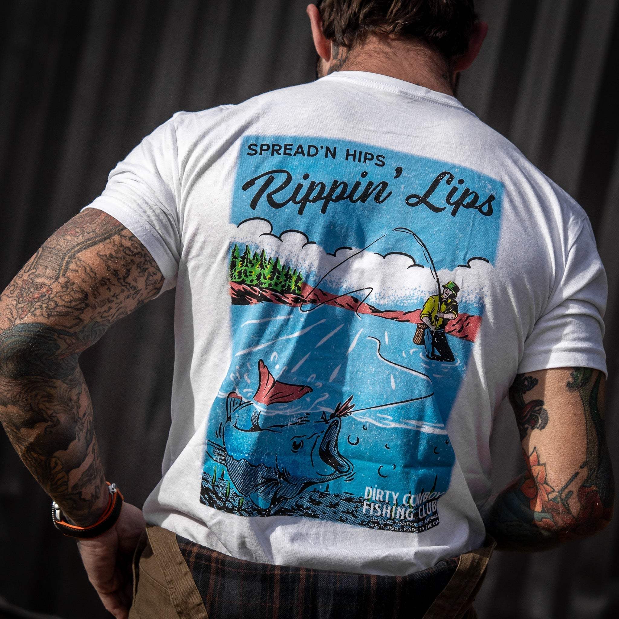 Spreadin' Hips & Rippin' Lips Fishing Club Men's T-Shirt - DIRTY COWBOY USA - Flyclothing LLC