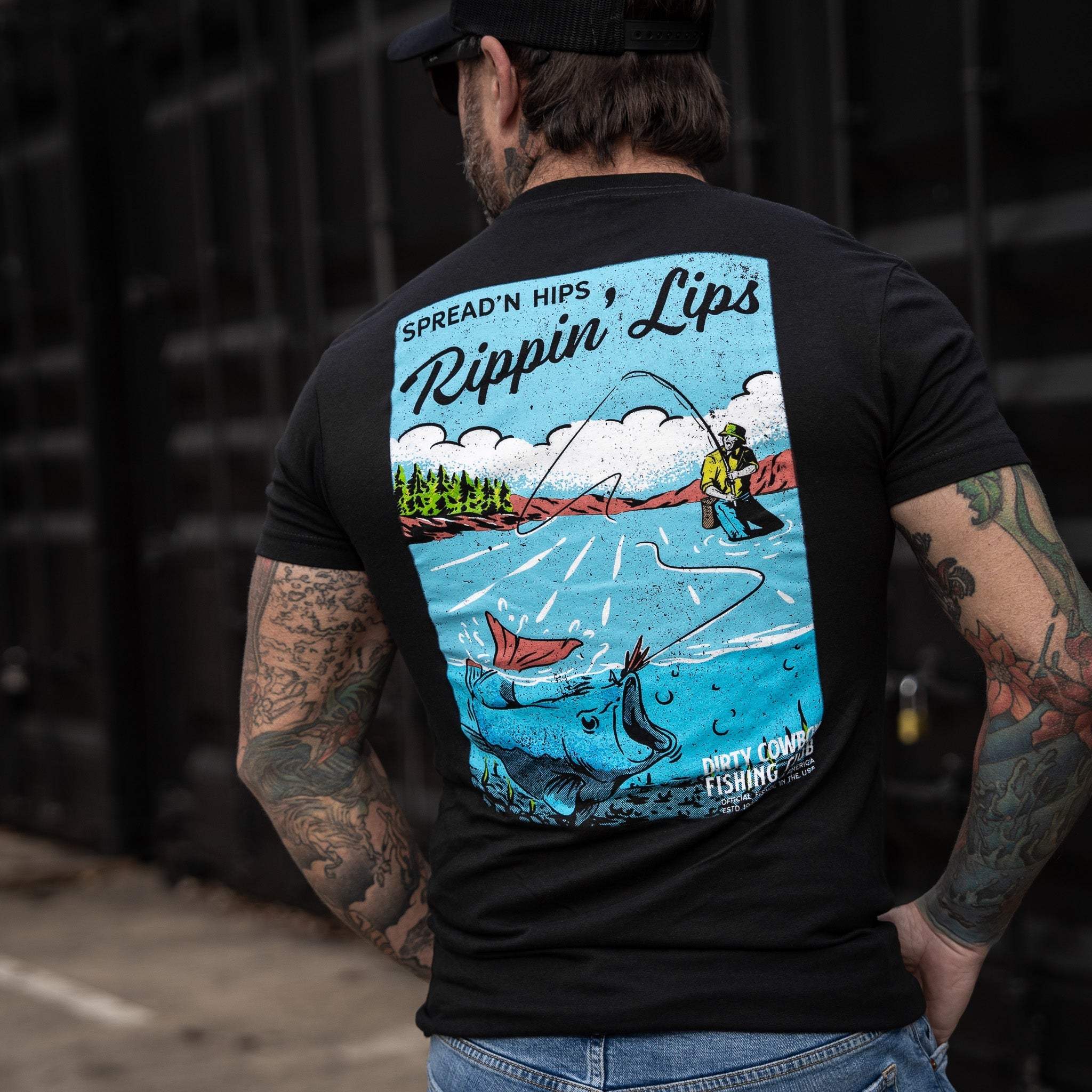 Spreadin' Hips & Rippin' Lips Fishing Club Men's T-Shirt - DIRTY COWBOY USA - Flyclothing LLC