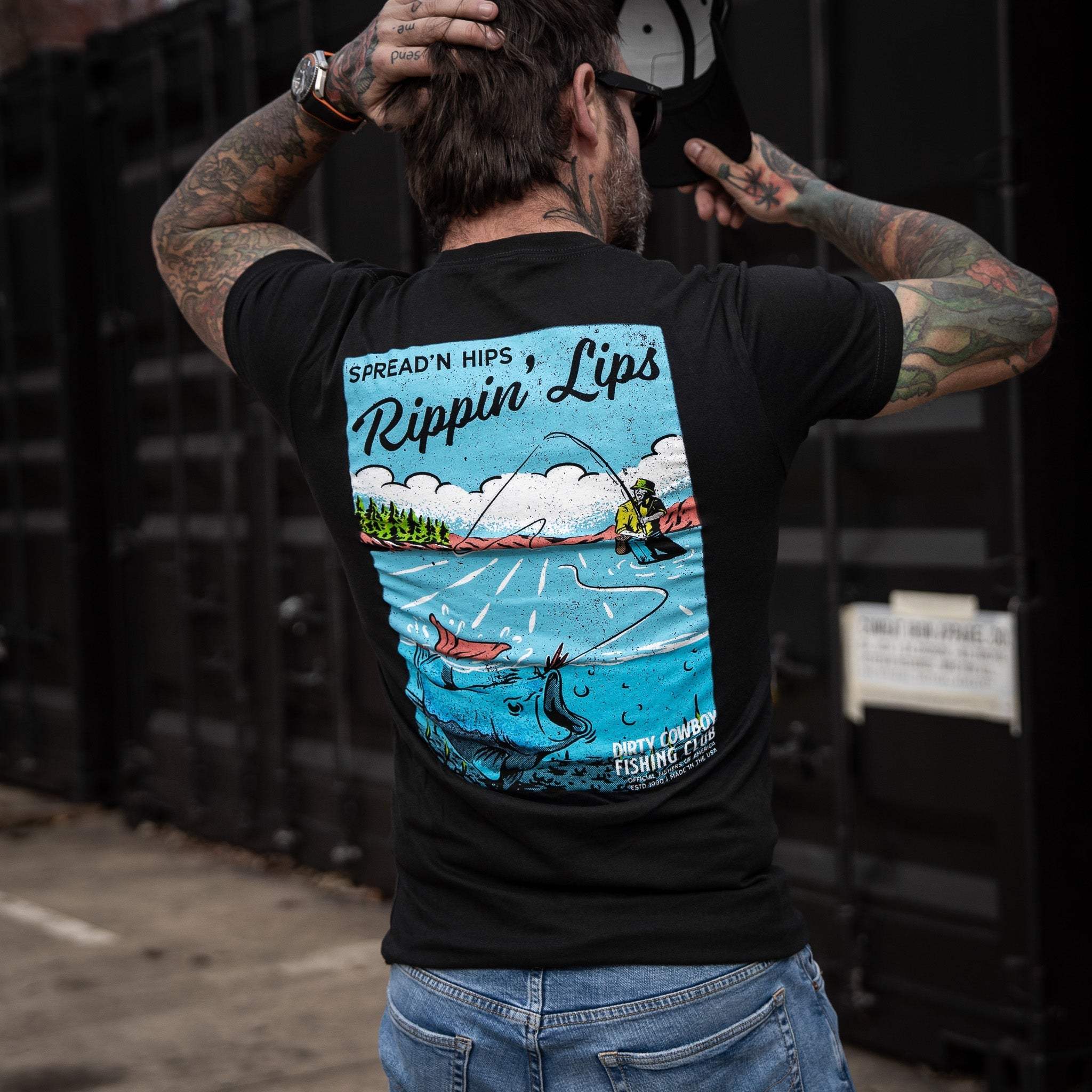 Spreadin' Hips & Rippin' Lips Fishing Club Men's T-Shirt - DIRTY COWBOY USA - Flyclothing LLC