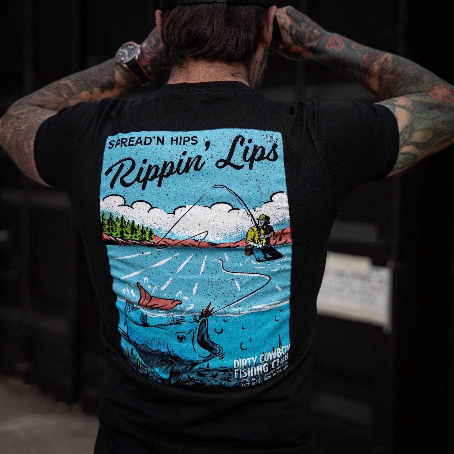 Spreadin' Hips & Rippin' Lips Fishing Club Men's T-Shirt - DIRTY COWBOY USA - Flyclothing LLC