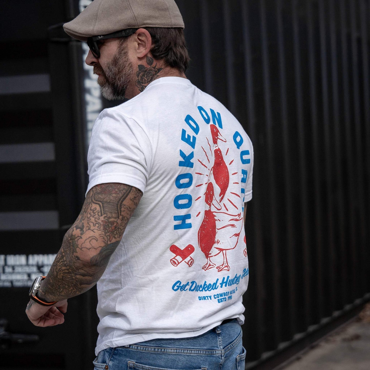 Hooked On Quack Duck Hunting Club Men's T-Shirt - DIRTY COWBOY USA - Flyclothing LLC