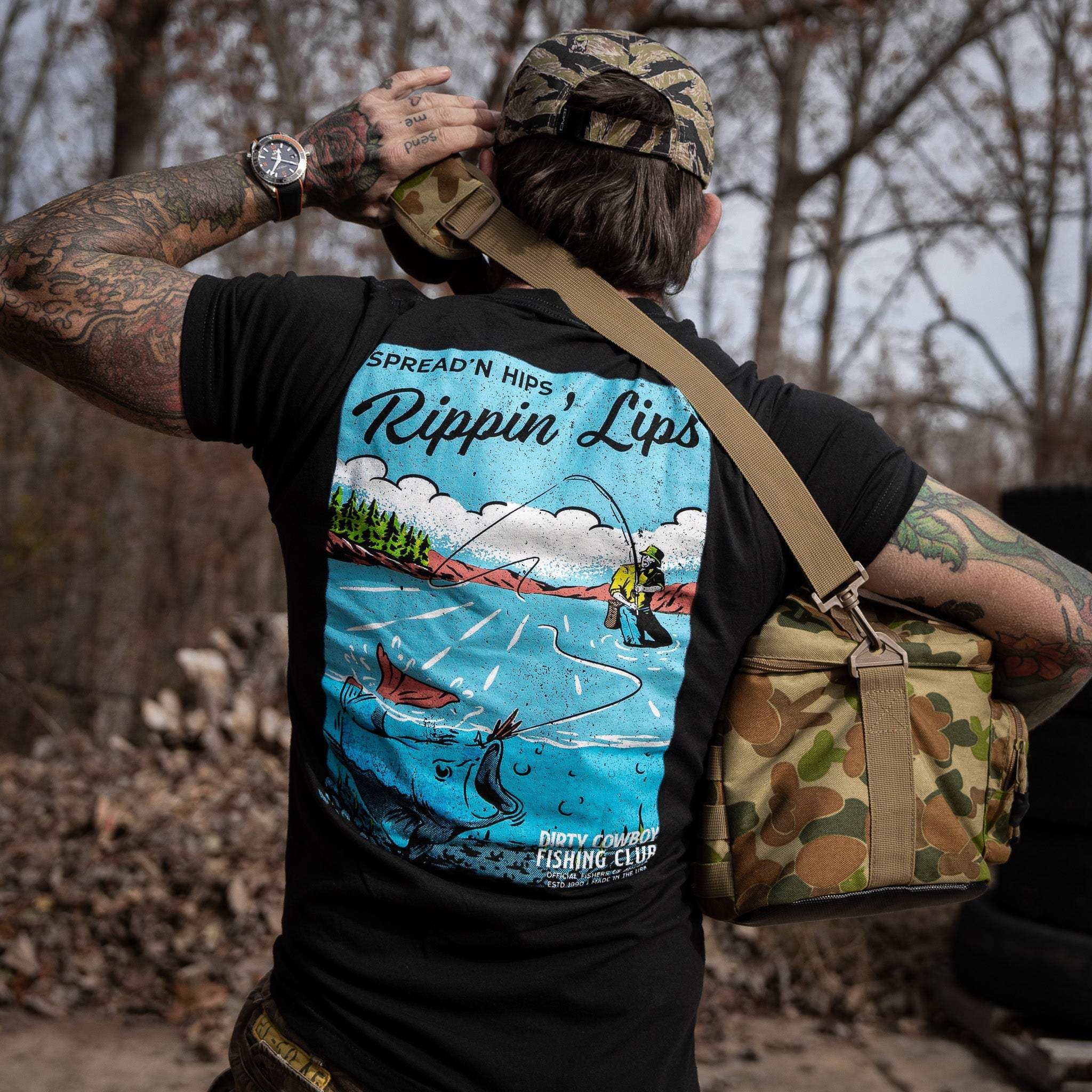 Spreadin' Hips & Rippin' Lips Fishing Club Men's T-Shirt - DIRTY COWBOY USA - Flyclothing LLC