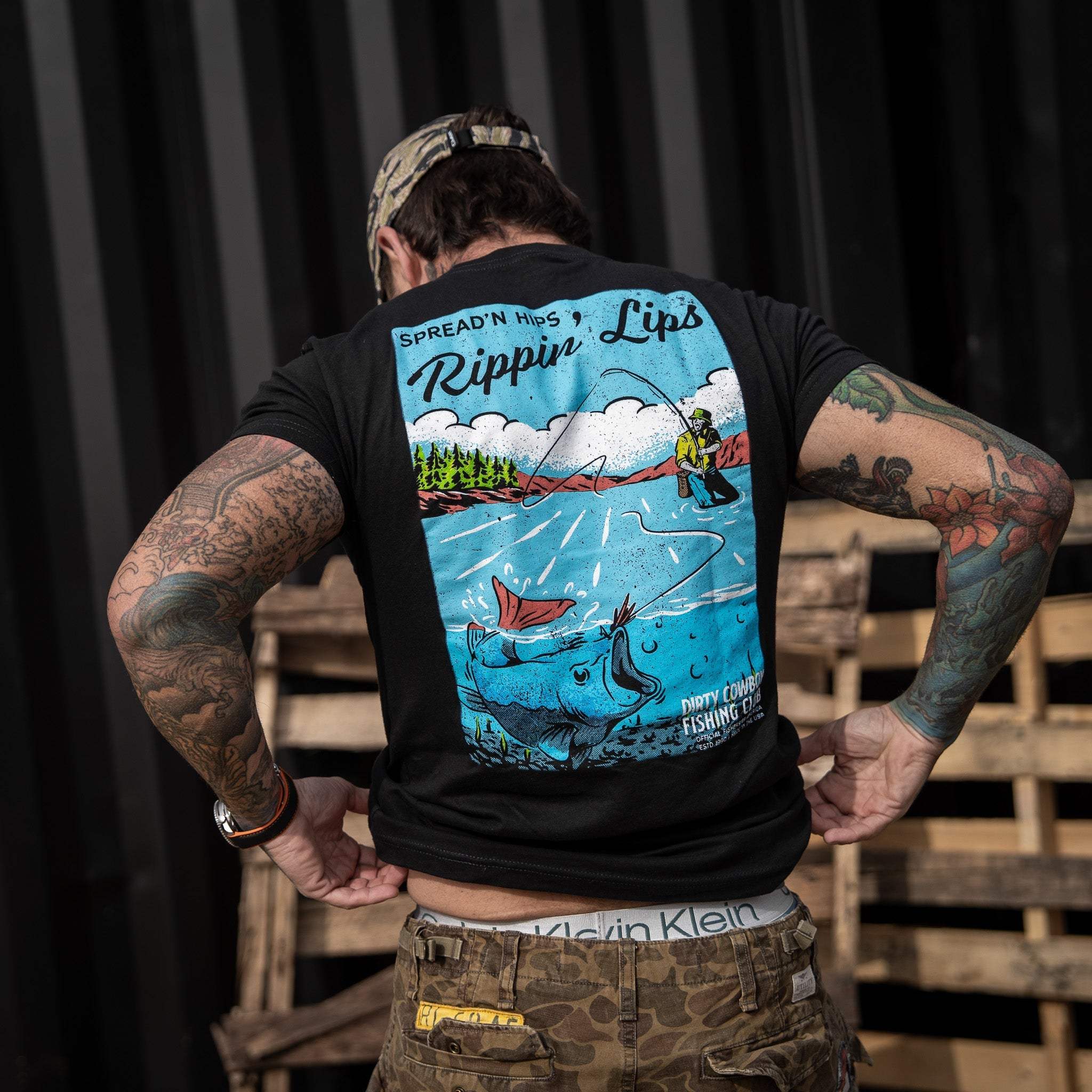 Spreadin' Hips & Rippin' Lips Fishing Club Men's T-Shirt - DIRTY COWBOY USA - Flyclothing LLC