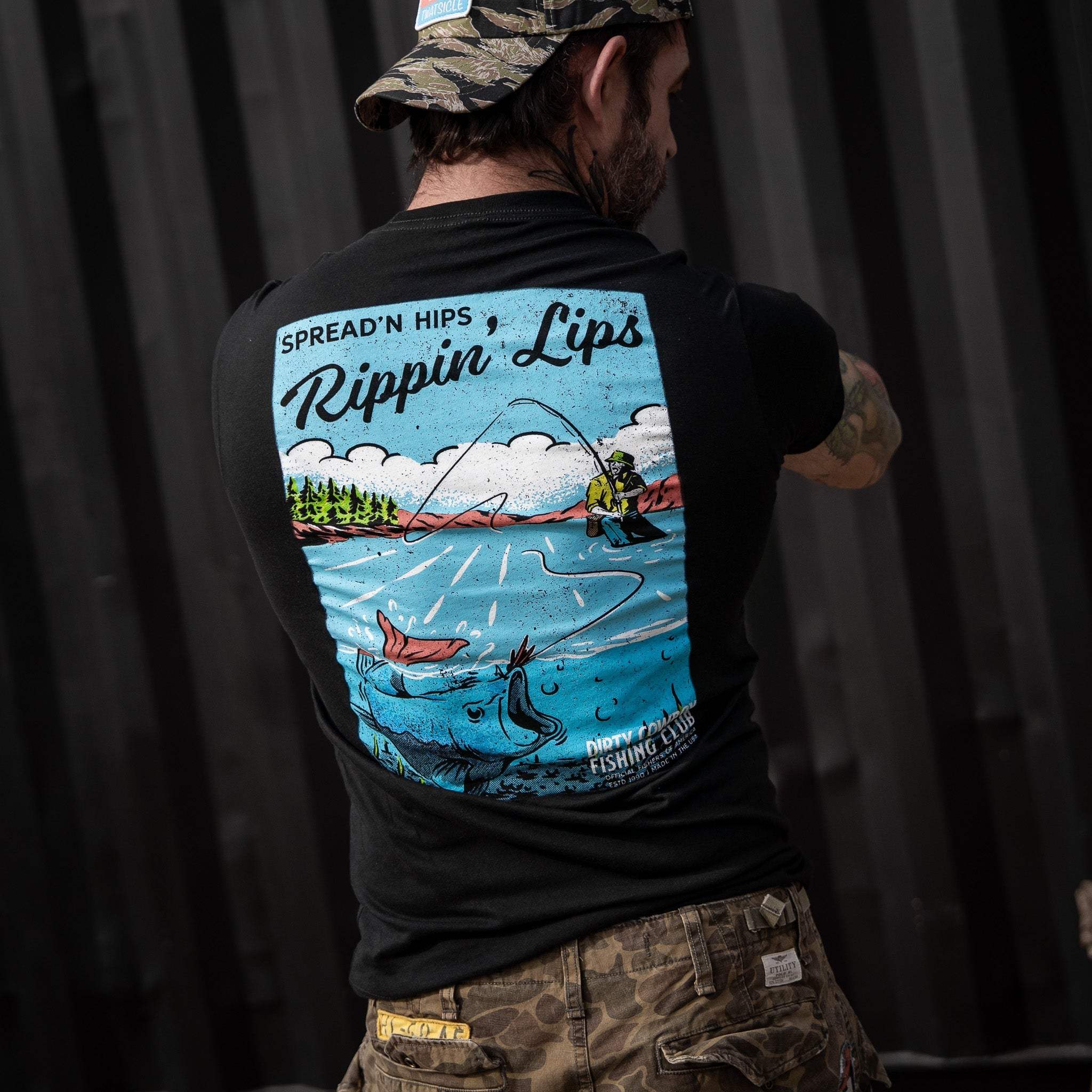 Spreadin' Hips & Rippin' Lips Fishing Club Men's T-Shirt - DIRTY COWBOY USA - Flyclothing LLC