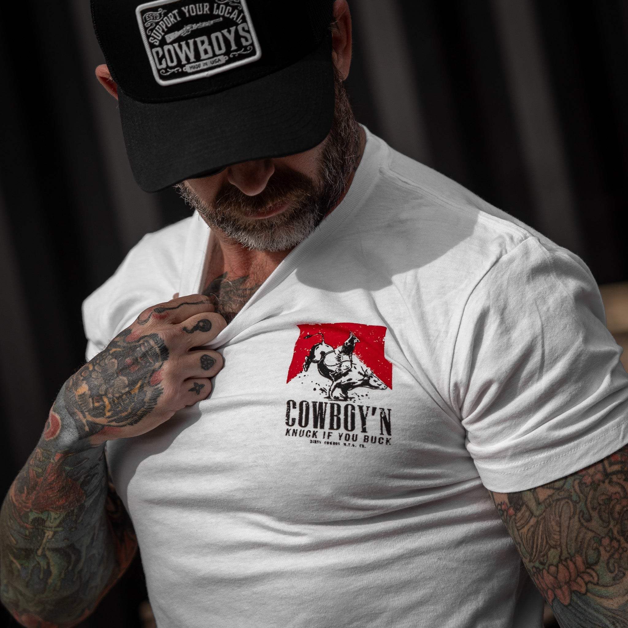 Cowboy'n Knuck If You Buck Rodeo Men's T-Shirt - DIRTY COWBOY USA - Flyclothing LLC