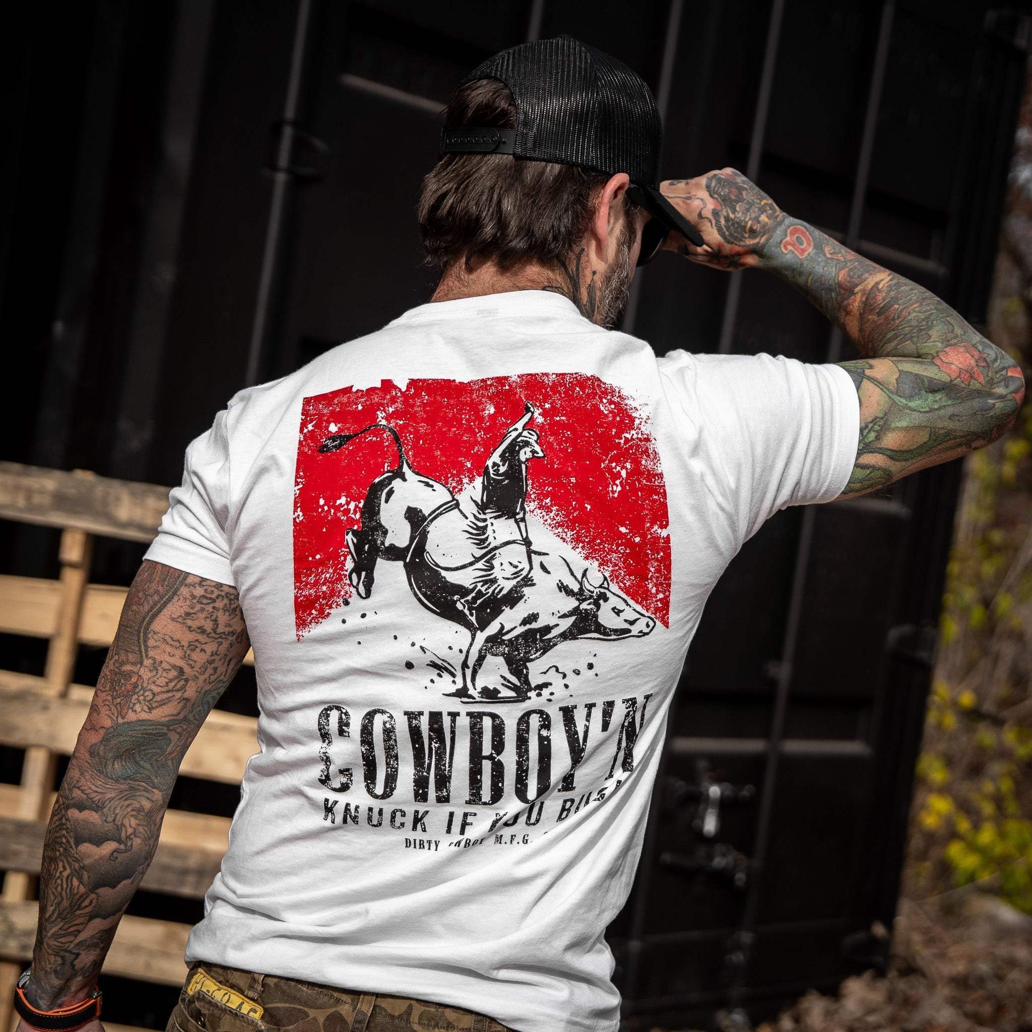 Cowboy'n Knuck If You Buck Rodeo Men's T-Shirt - DIRTY COWBOY USA - Flyclothing LLC