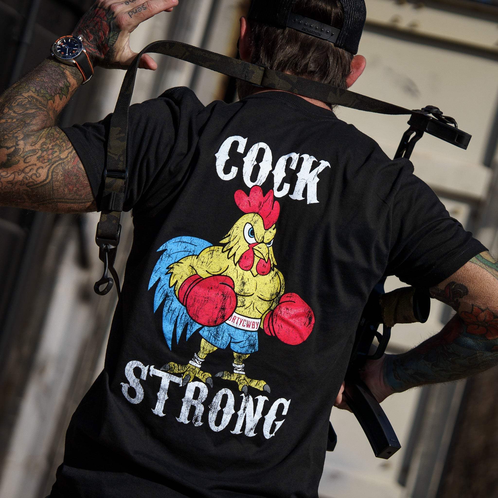 Boxing Chicken Strong Men's T-Shirt - DIRTY COWBOY USA - Flyclothing LLC