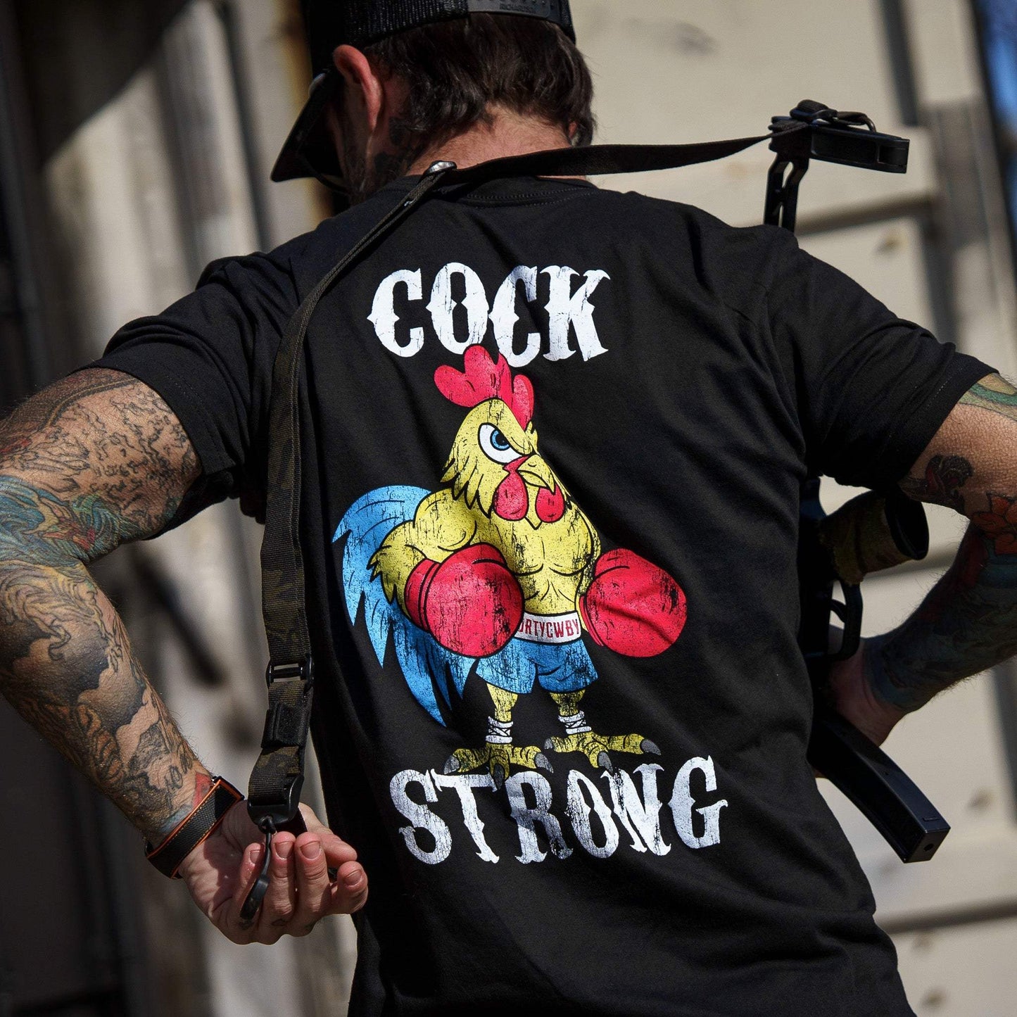Boxing Chicken Strong Men's T-Shirt - DIRTY COWBOY USA - Flyclothing LLC