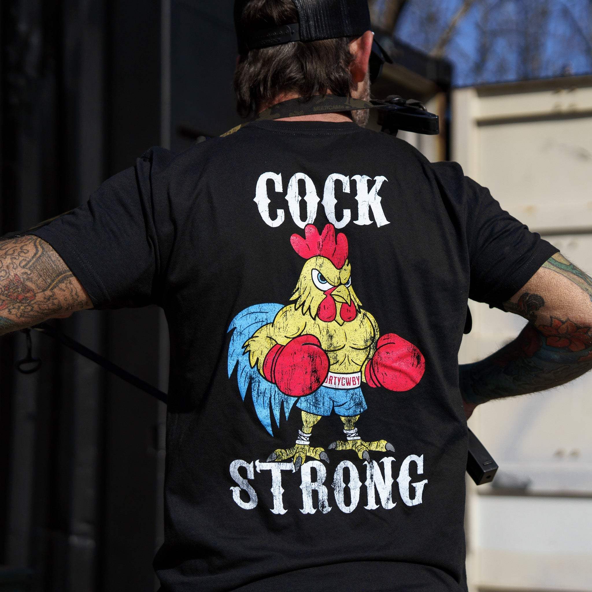 Boxing Chicken Strong Men's T-Shirt - DIRTY COWBOY USA - Flyclothing LLC