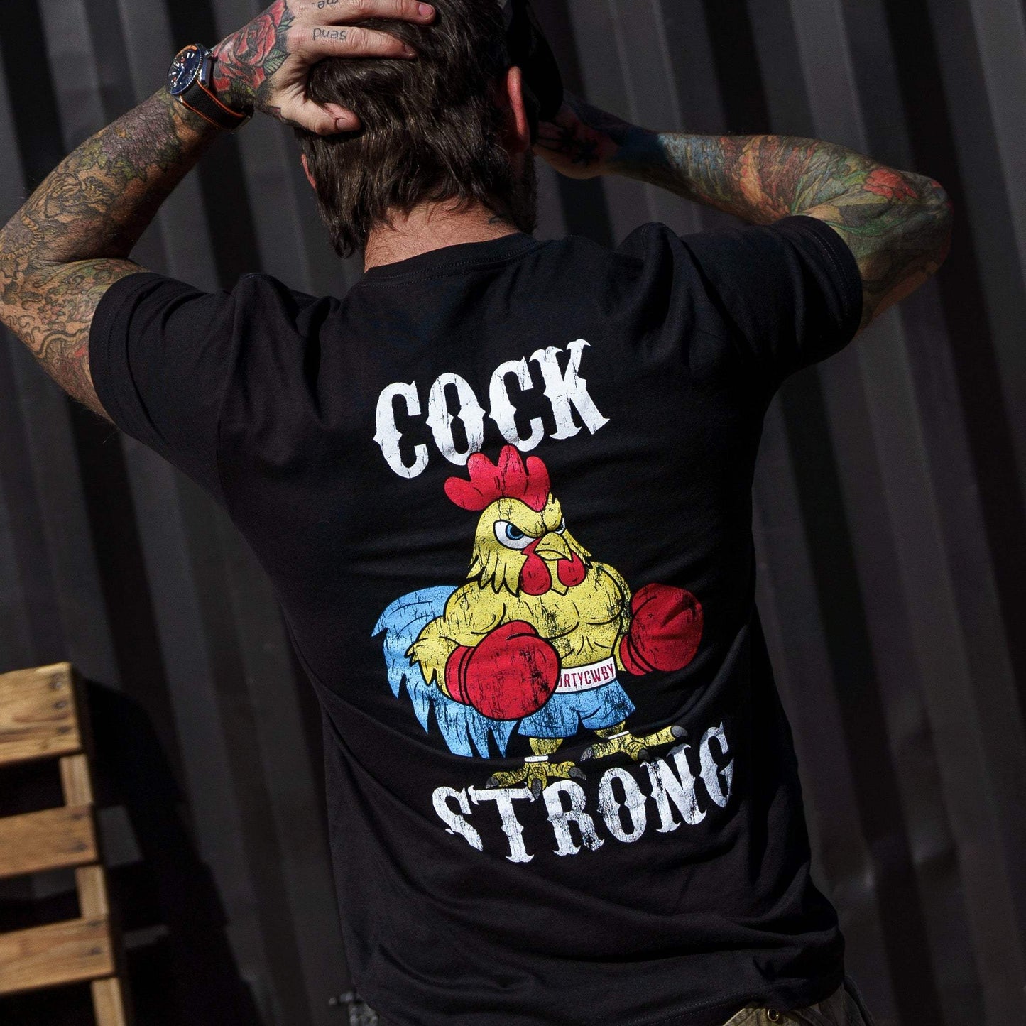 Boxing Chicken Strong Men's T-Shirt - DIRTY COWBOY USA - Flyclothing LLC