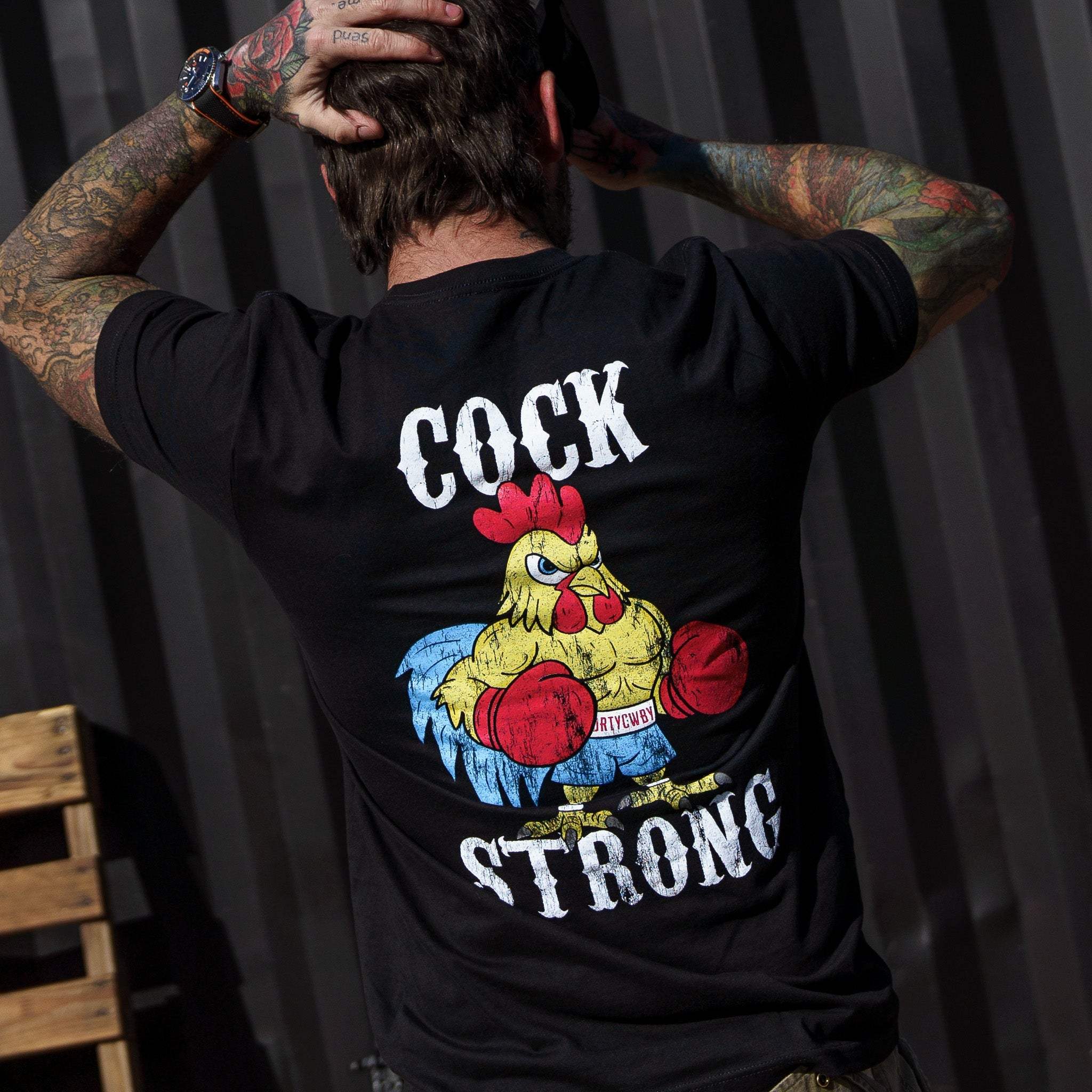 Boxing Chicken Strong Men's T-Shirt - DIRTY COWBOY USA - Flyclothing LLC