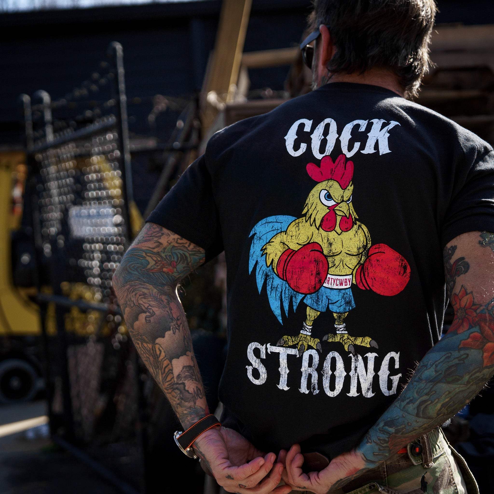 Boxing Chicken Strong Men's T-Shirt - DIRTY COWBOY USA - Flyclothing LLC