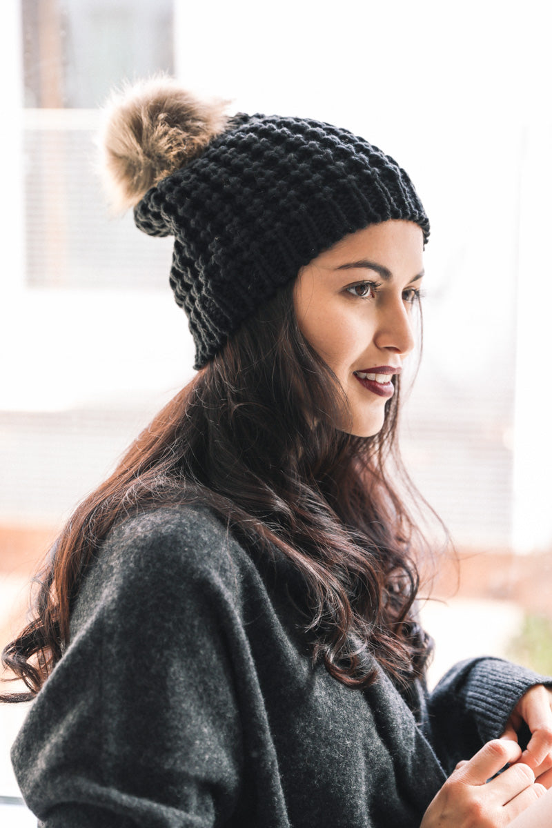 Cute Textured Pom Beanie
