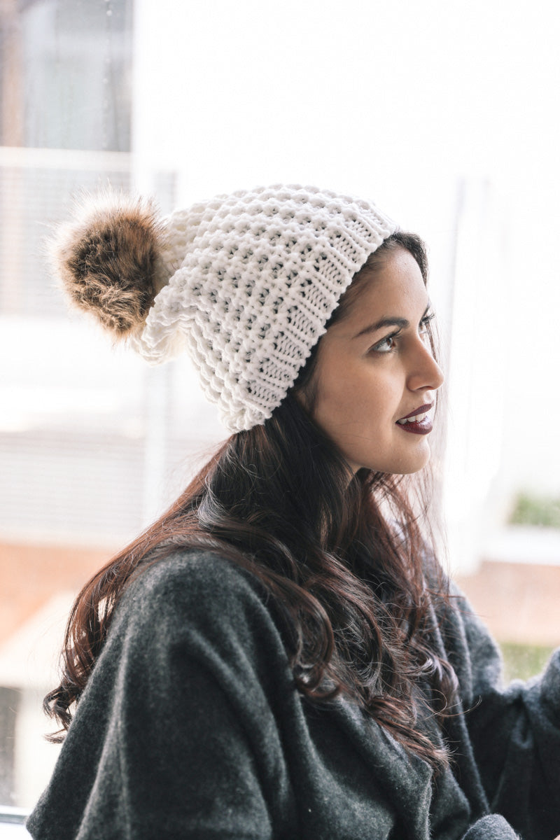 Cute Textured Pom Beanie