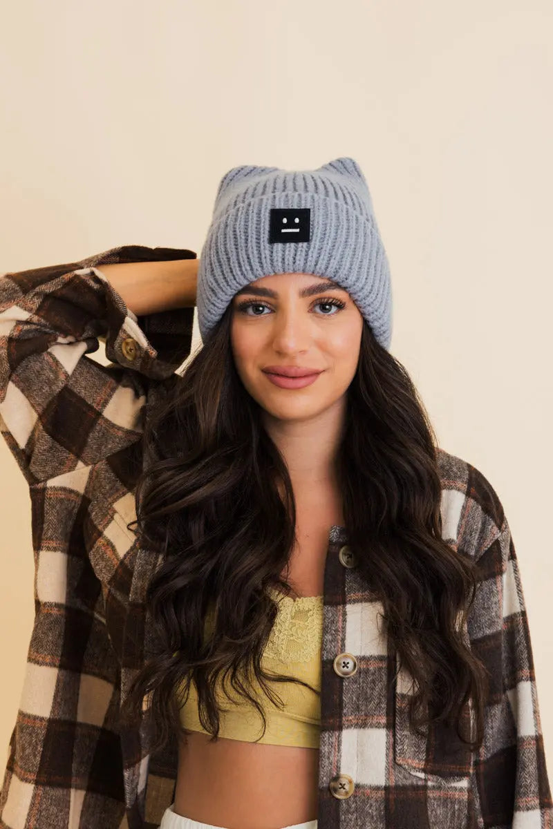 Chill Vibes Soft Ribbed Square Top Beanie - Boho Clothing and Accessories - Flyclothing LLC