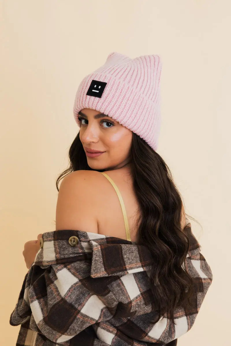 Chill Vibes Soft Ribbed Square Top Beanie - Boho Clothing and Accessories - Flyclothing LLC