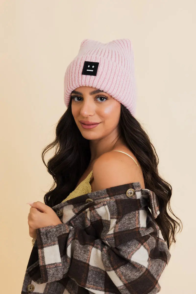 Chill Vibes Soft Ribbed Square Top Beanie - Boho Clothing and Accessories - Flyclothing LLC