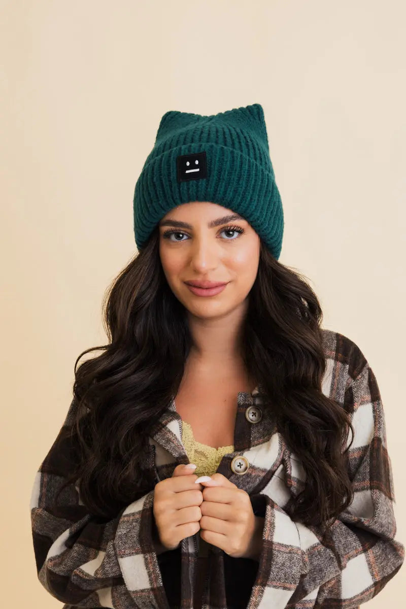Chill Vibes Soft Ribbed Square Top Beanie - Boho Clothing and Accessories - Flyclothing LLC