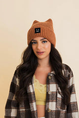 Chill Vibes Soft Ribbed Square Top Beanie - Boho Clothing and Accessories - Flyclothing LLC