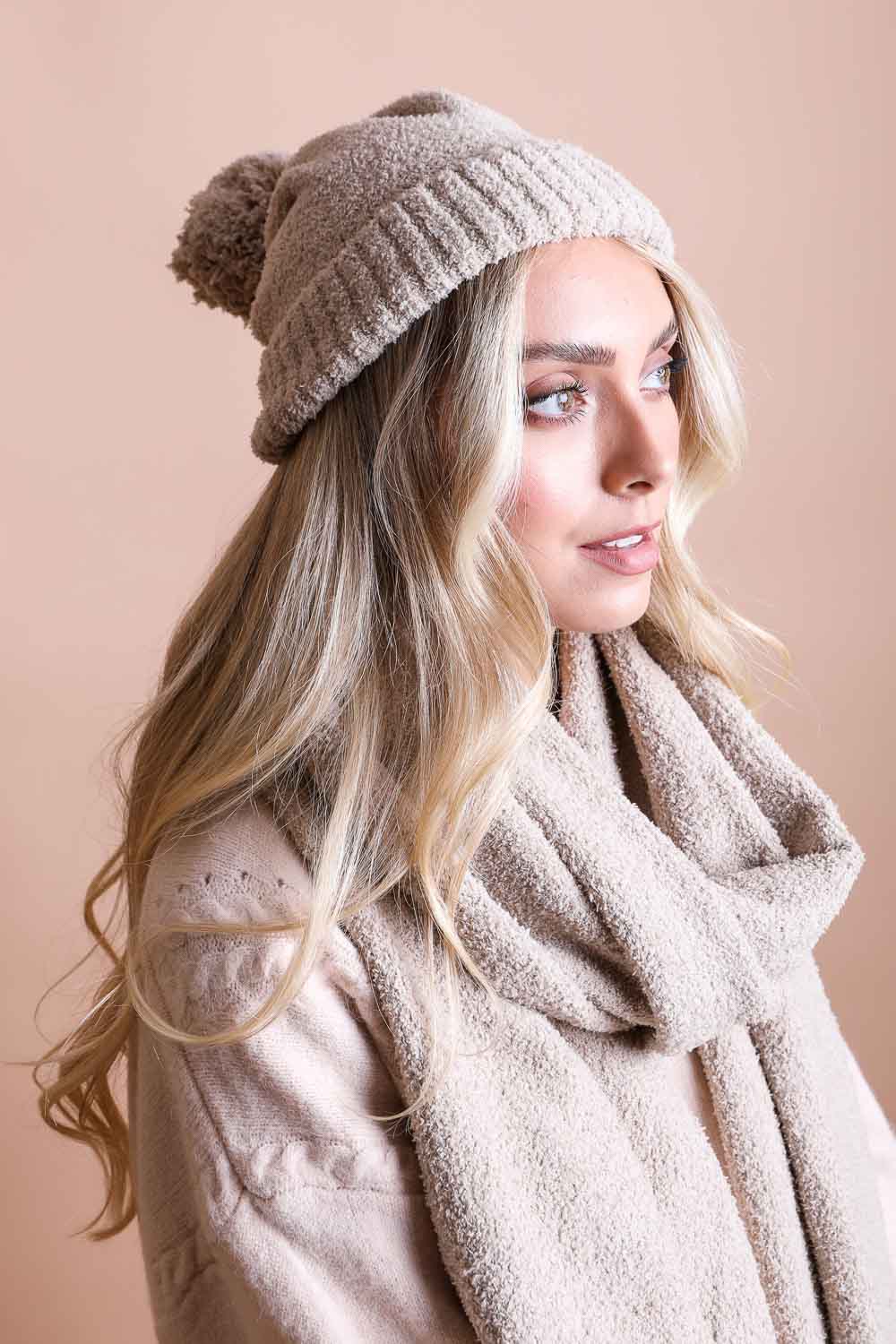 Boucle Pom Beanie - Boho Clothing and Accessories - Flyclothing LLC