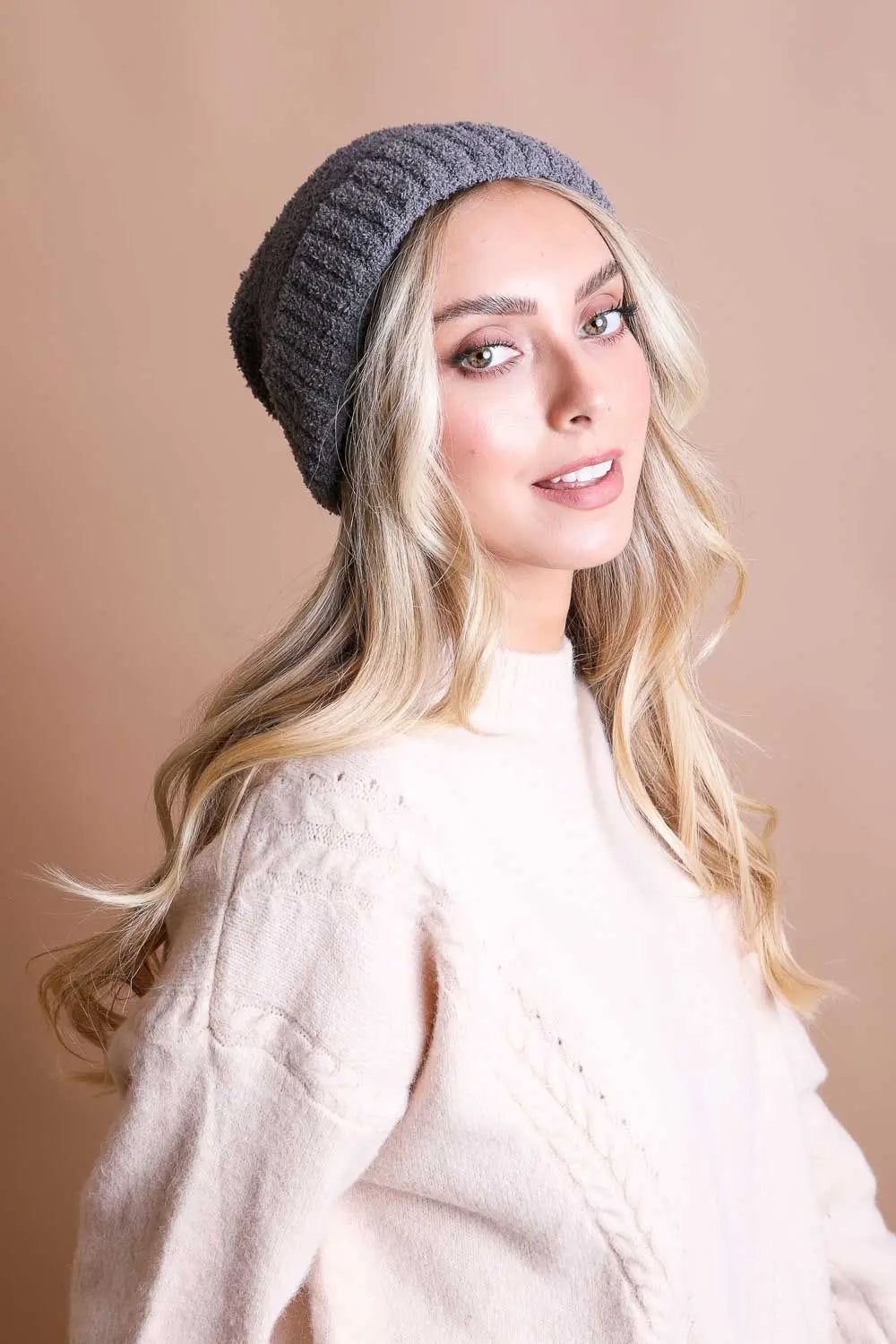Boucle Pom Beanie - Boho Clothing and Accessories - Flyclothing LLC