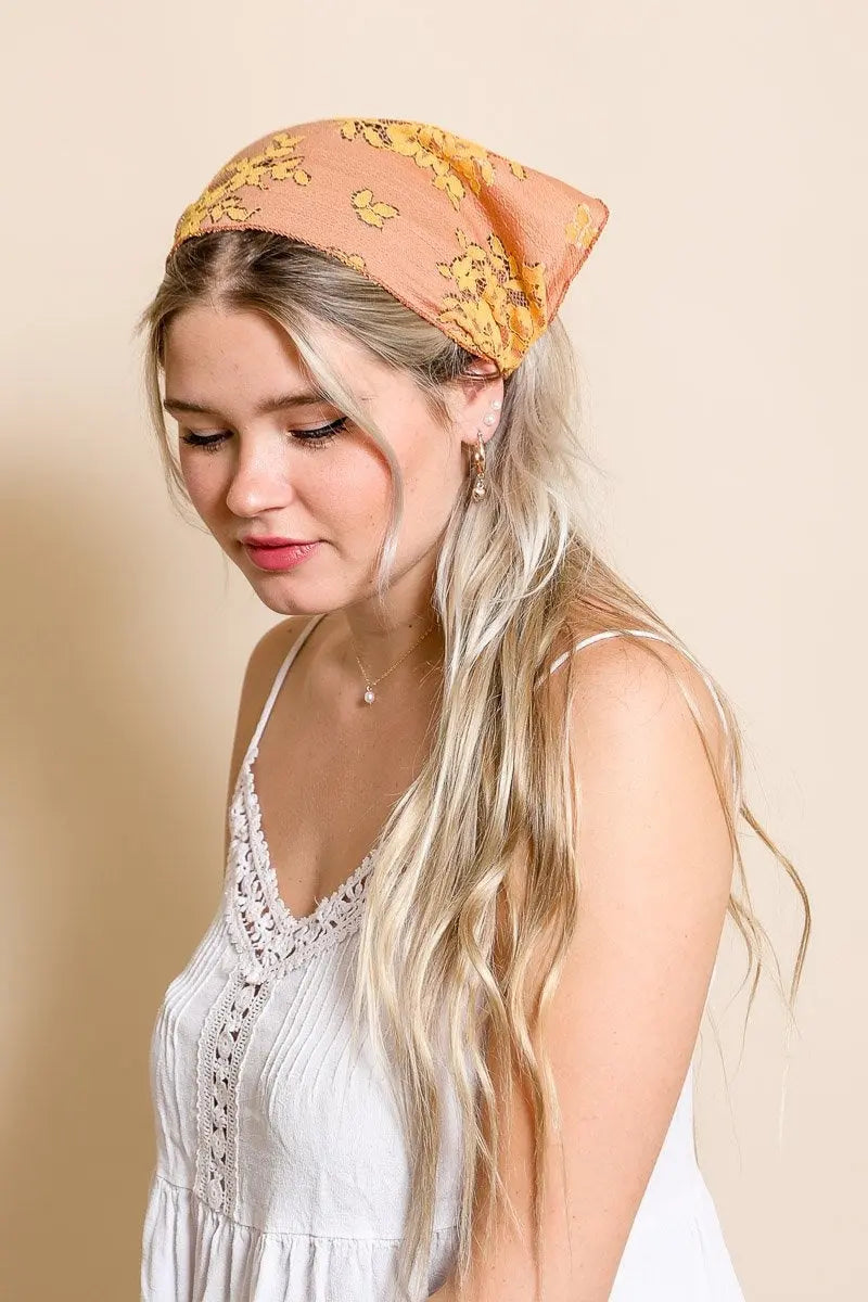 Bohemian Floral Lace Headscarf - Boho Clothing and Accessories - Flyclothing LLC